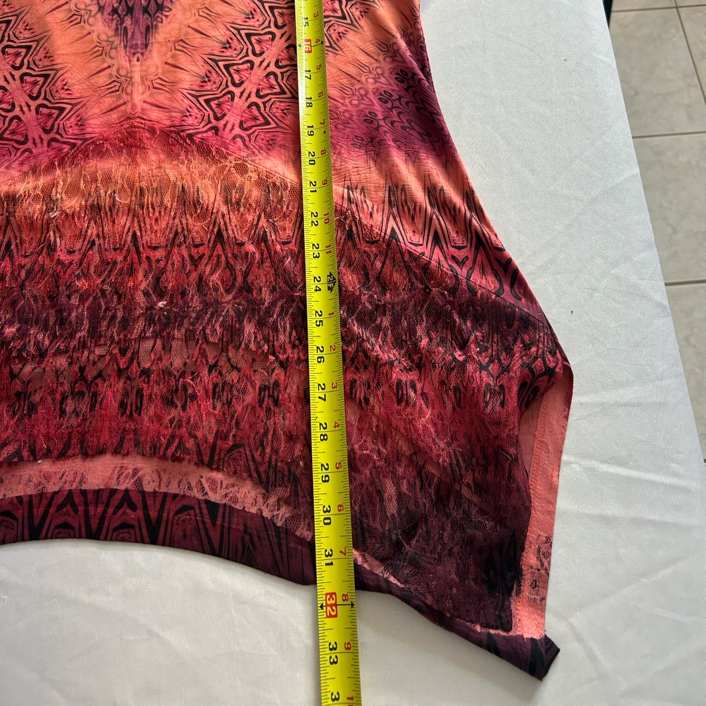 Elegant Pink and Orange Patterned Tunic - Picture 6 of 6